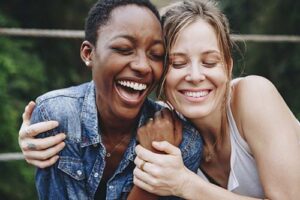 happy individuals after a women's rehab program
